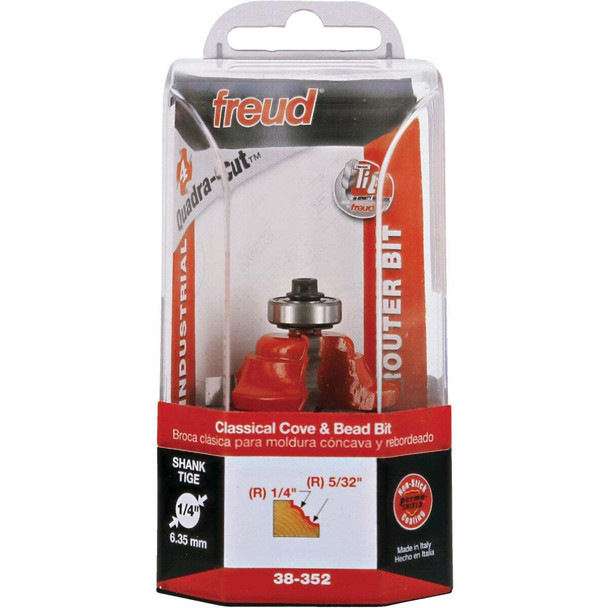 Freud 1-1/2 In. Quadra-Cut Classical Cove & Bead Router Bit 38-352