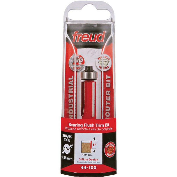 Freud 1/2 In. x 1 In. 3-Cutter Flush Trim Router Bit 44-100