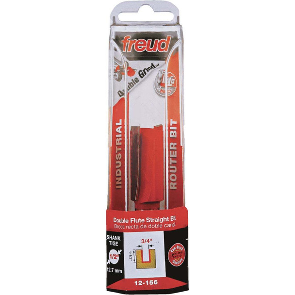 Freud 3/4 In. x 1-1/2 In. Double Flute Eclipse Grind Straight Router Bit 12-156