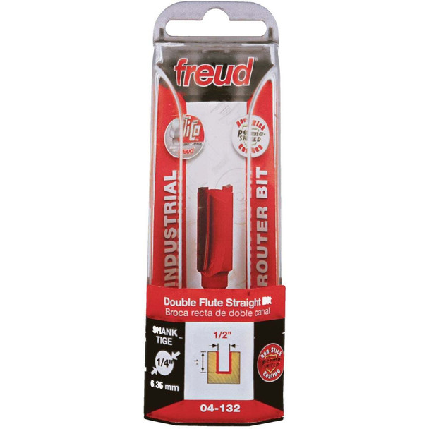 Freud 1/2 In. x 1 In. Double Flute Straight Router Bit 04-132