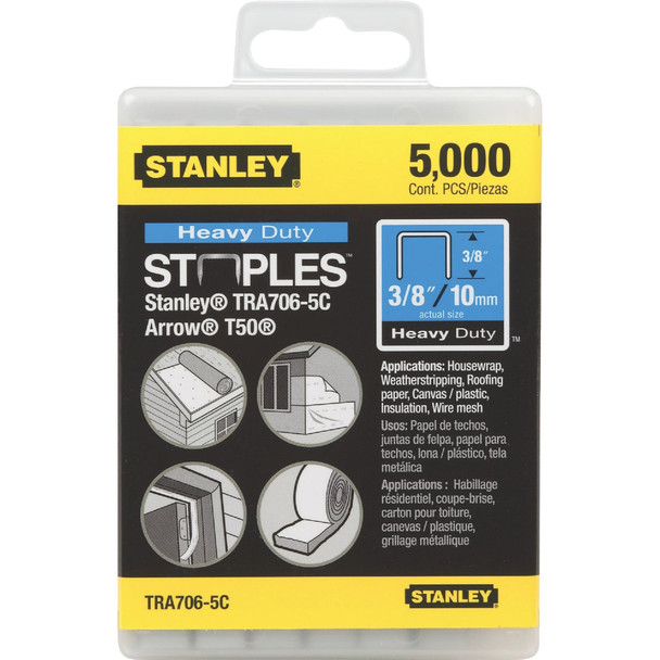Stanley Heavy-Duty Staple, 3/8 In. (5000-Pack) TRA706-5C