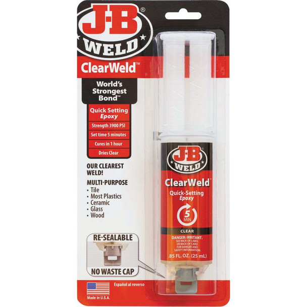 J-B Weld 0.85 Oz. ClearWeld Epoxy, Syringe 50112