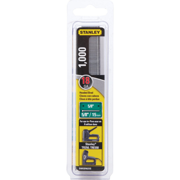 Stanley 18-Gauge Steel Brad Nail, 5/8 In. (1000-Pack) SWKBN625S