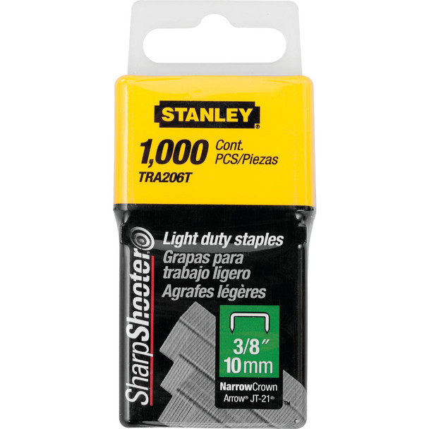 Stanley SharpShooter Light-Duty Narrow Crown Staple, 3/8 In. (1000-Pack) TRA206T