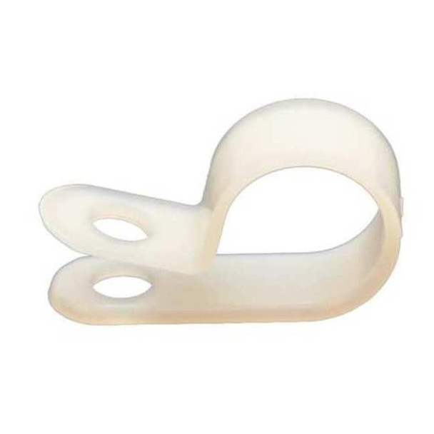 Cable Clamp, Nylon 6/6, 3/8 in Bundle Dia., White, 100 PK