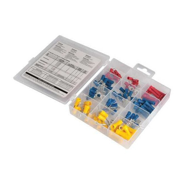 Wire Terminal Kit, 10 AWG, 600 V, Vinyl Insulated, Assorted, 100 PK
