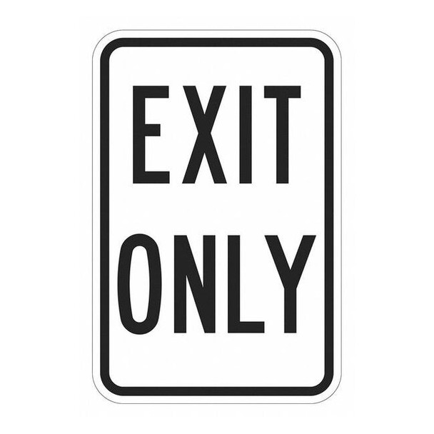 Exit Only Parking Sign, Aluminum, 12 in W, 18 in H, Exit Only, White