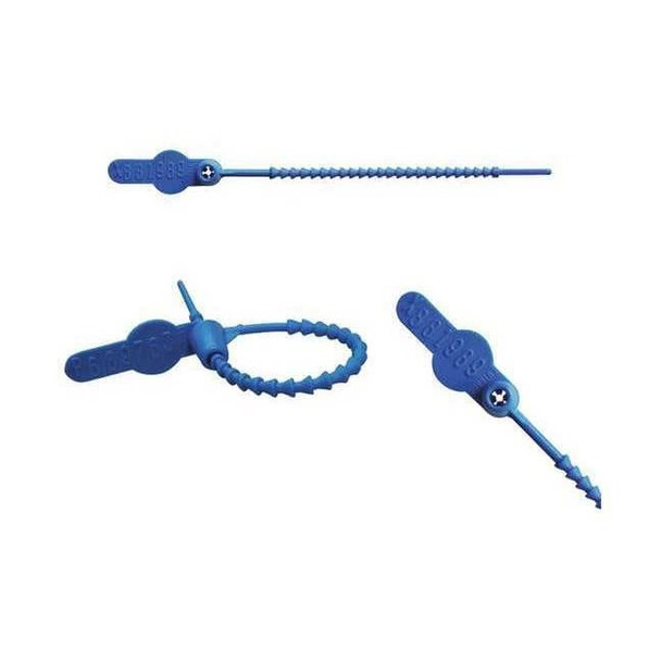 Pull Tight Beaded Molded Seals 5-1/2" x 9/64", Blue, Pk250