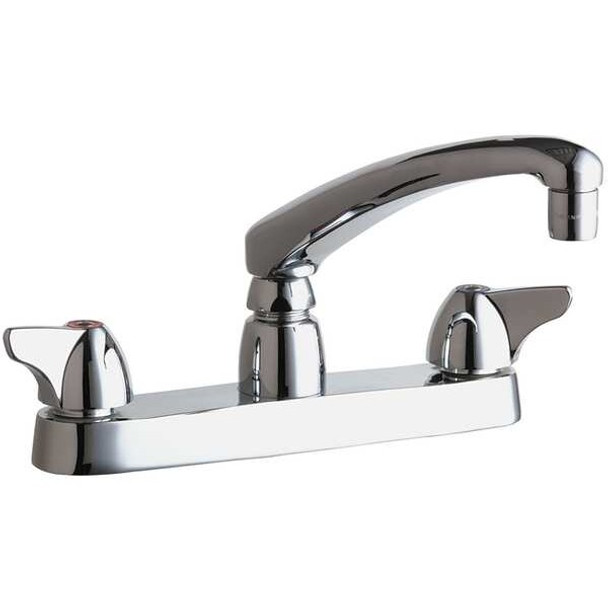 Low Arc Kitchen Faucet, Manual, 8" Mount, 2 Hole Commercial