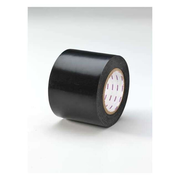 Floor Marking Tape, vinyl, No Legend, Black, 4 in W., 5 mil Thickness