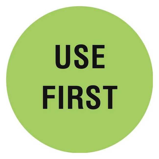 Tapecase Circle Inventory Control Label, Use First, Green, Pk1000 16U946