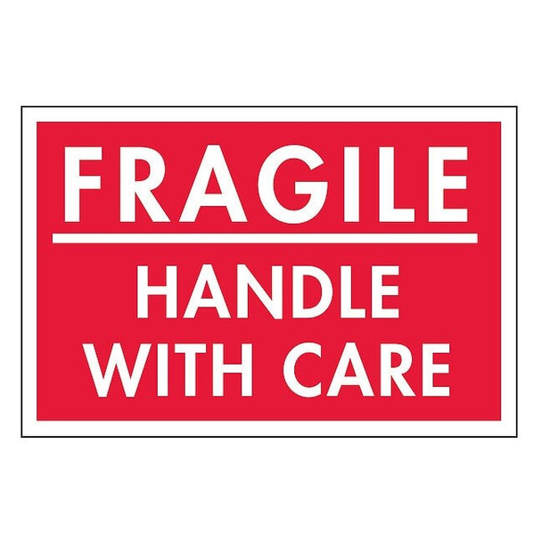 2" x 3" Adhesive Back Shipping Labels, Fragile Handle with Care, Pk500