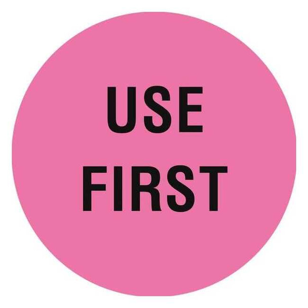 Tapecase Circle Inventory Control Label, Use First, Pink, Pk1000 16U948