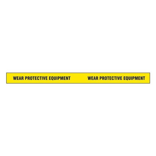 Floor Marking Tape, vinyl, Message, Black, Yellow, 2 in W., 7 mil Thickness