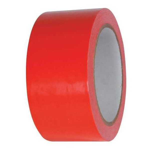 Floor Marking Tape, vinyl, No Legend, Red, 2 in W., 2.4 mil Thickness