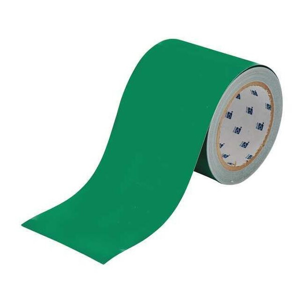 Floor Marking Tape, Polyester, Solid, Green, 4 in W., 8 mil Thickness