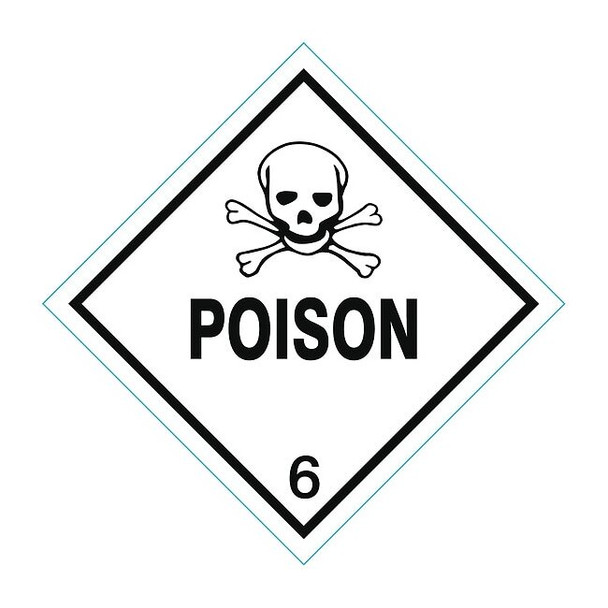 Manufacturer Varies DOT Label,4 In. H,4 In. W,Poison,PK500 8U811