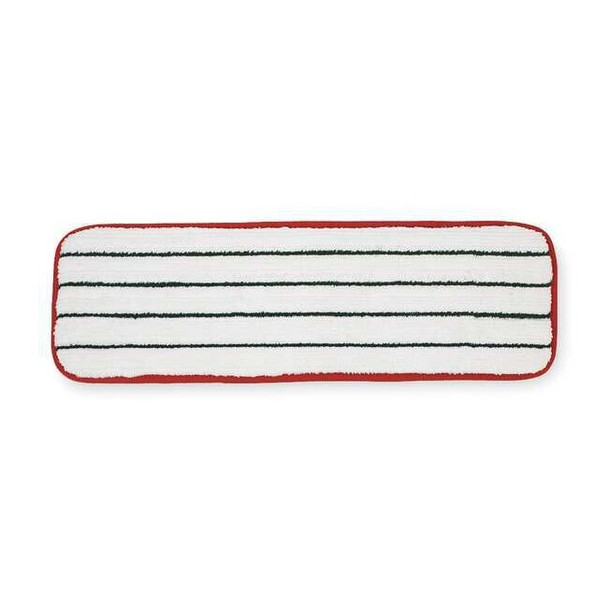 18 in L Flat Mop Pad, Hook-and-Loop Connection, Cut-End, Red, Microfiber, PK10