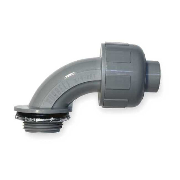 Conduit Fitting Connector, 3/8 in, Liquid-Tight, Nylon, PVC Coated, Gray