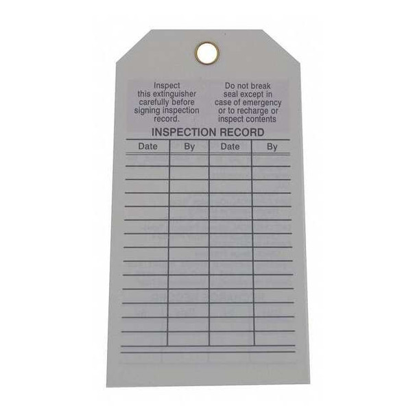 Tag, Fire Extinguisher, Polyester, 5 3/4 in H x 3 in W, White, Rectangle, 25 PK