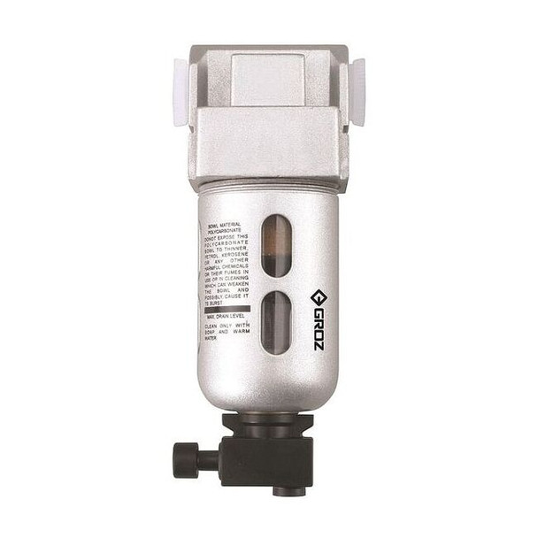 Groz Air Filter,1/4in NPT,28 cfm,145 psi F13913-S