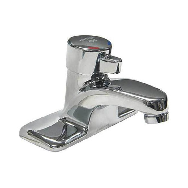 Metering 4" Mount, 3 Hole Low Arc Bathroom Faucet, Polished chrome