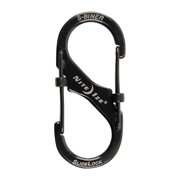 Nite Ize Double Carabiner, Slide Lock, Stainless Steel, Black LSB2-01-R3