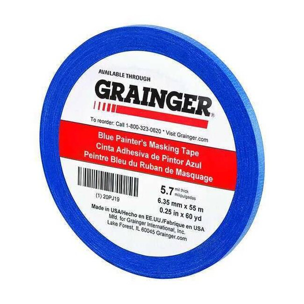 Painter's Tape, Blue, 1/4 in W, 60 yd L, 5.7 mil Thick, CP 27