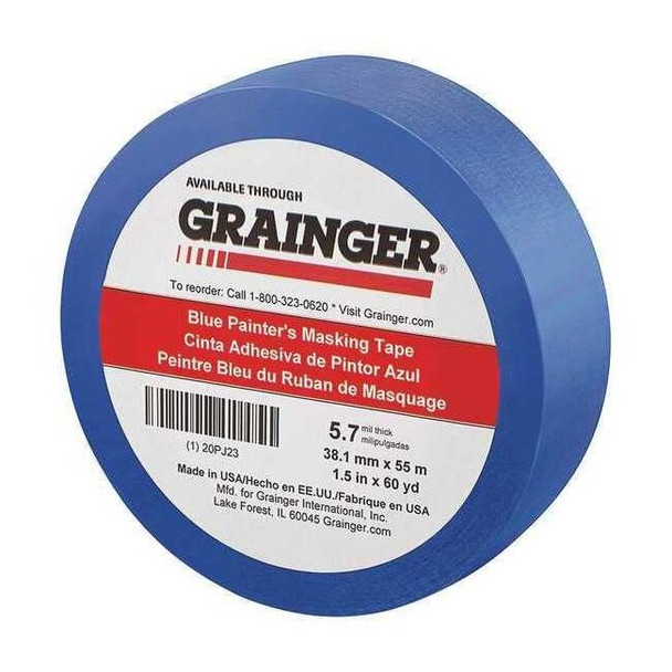 Painter's Tape, Blue, 1 1/2 in W, 60 yd L, 5.7 mil Thick, CP 27
