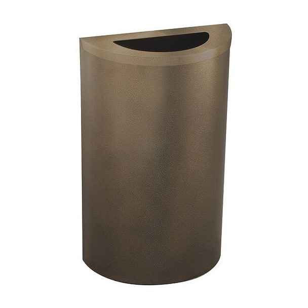 Glaro 14 gal. Steel Half-Round Trash Can, Brown 1891-BV-BV