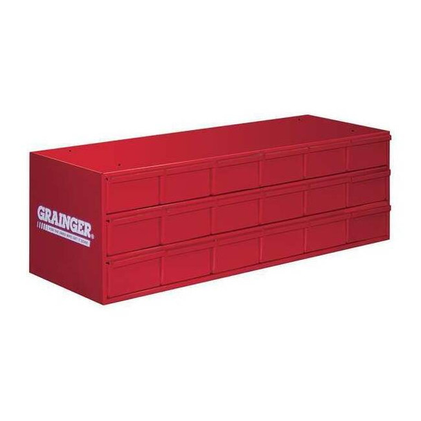 Steel, Drawer Bin Cabinet, 11 3/4 in D x 11 in H x 33 3/4 in W