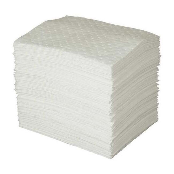 Brady Sorbent Pad, 35 gal, 15 in x 19 in, Oil, White, 100 PK SPC100