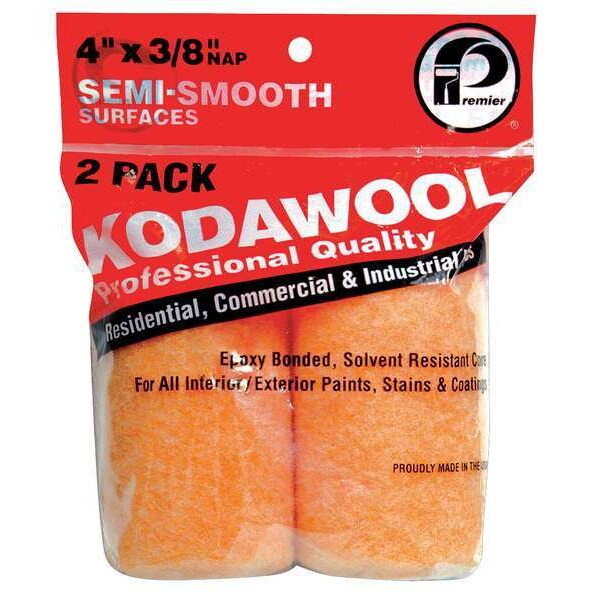 Premier 4" Paint Roller Cover, 3/8" Nap, Polyester/Knitted Wool 2KW438