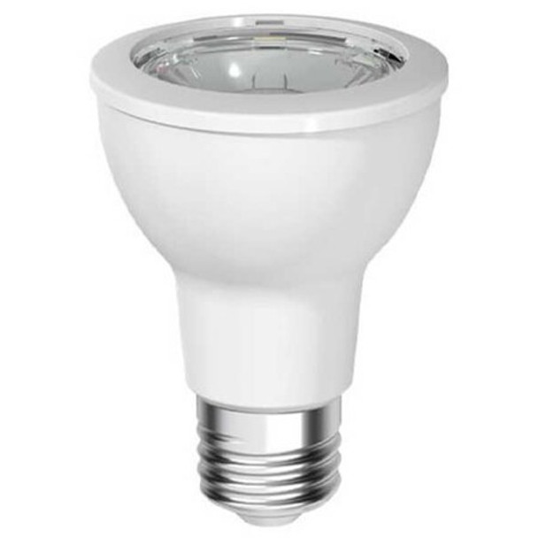 7 W, Compact LED Bulb, White, PAR20, 3000K Temp. Clear Finish, Dimmable
