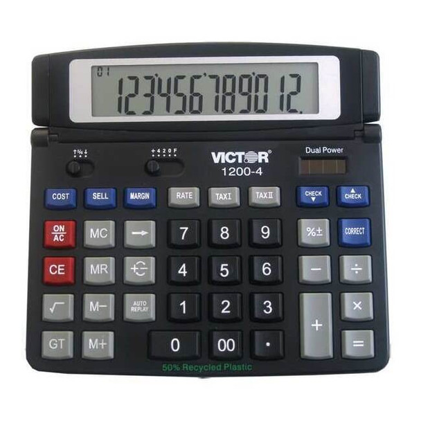 Victor Technology Desktop Calculator,7.3" W,1/2" H 1200-4