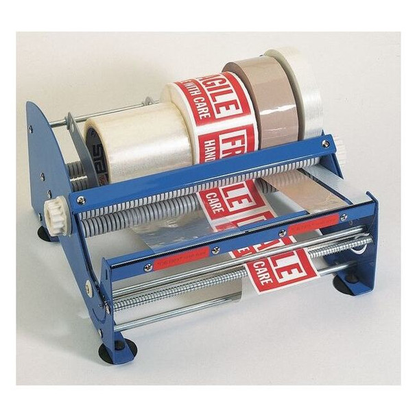 Manual Label Dispenser, 3 in Max. Tape Width. 6 in Tape Core Dia, Plastic, Blue