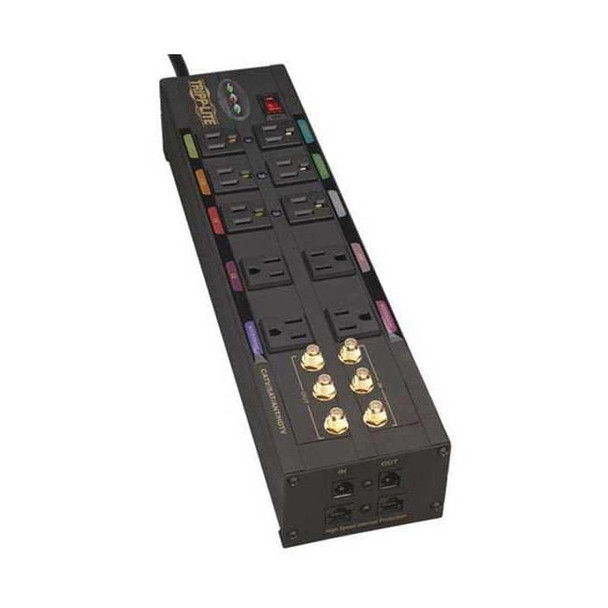 Tripp Lite Power Strip, Surge, 10 5-15R, 5-15P, 8 ft., Black HT10DBS