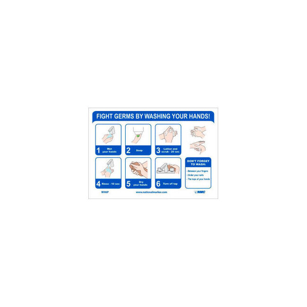 NMC ""Fight Germs By Washing Your Hands"" Vinyl Adhesive Sticker 7"" x 14""