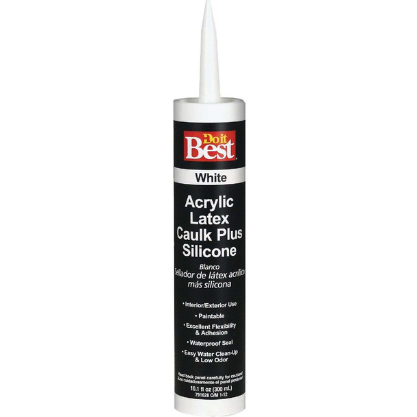 Do it Best 10.1 Oz. White Siliconized Acrylic Latex Caulk 7079878055 Pack of 12