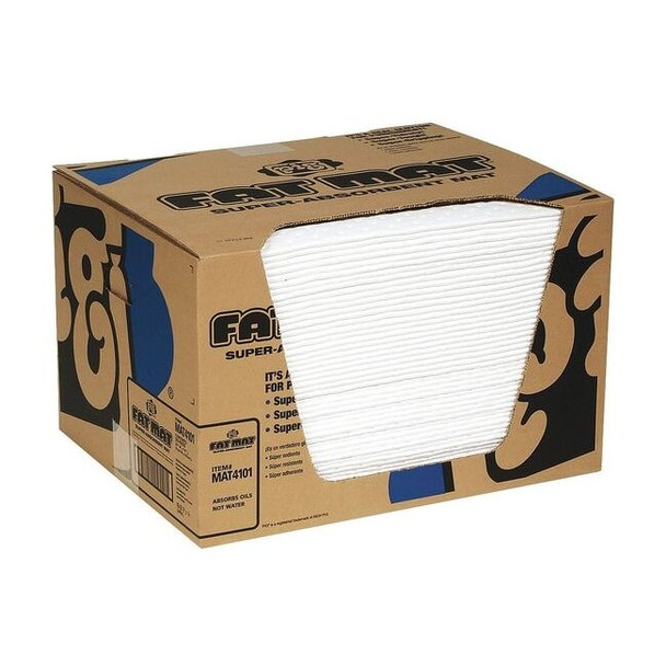 Pig Sorbent Pad, 22 gal, 16 in x 20 in, Oil, White, Polypropylene MAT4101