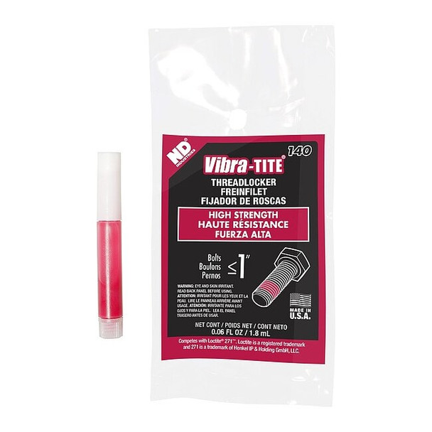 Threadlocker, VIBRA-TITE 140, Red, High Strength, Liquid, 2 mL Tube