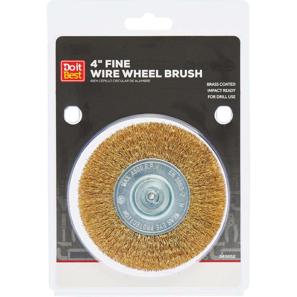Do it Best 4 In. Mounted, Fine Drill-Mounted Wire Wheel 660 010-9009