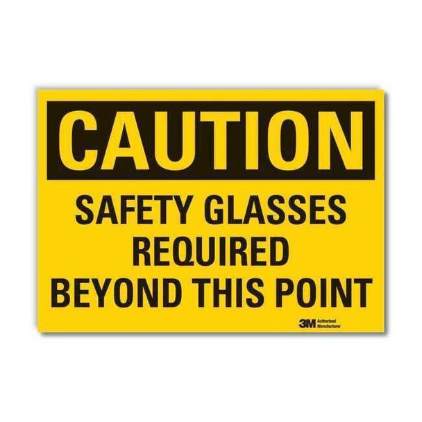 Caution Sign,7 in H,Vinyl,Safety Glasses, LCU3-0382-RD_10x7
