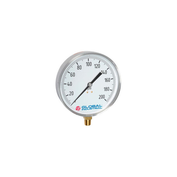 Global Industrial 4-1/2"" Contractor Gauge 60 PSI 1/4"" NPT LM Stainless Steel