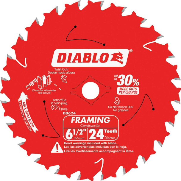 Diablo 6-1/2 In. 24-Tooth Framing Circular Saw Blade (3-Pack) D0624X3