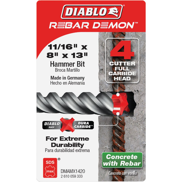 Diablo Rebar Demon 11/16 In. x 8 In. x 13 In. Hammer Drill Bit DMAMX1420