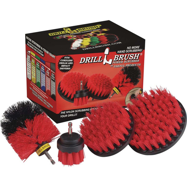 Drillbrush Patio & Garden Stiff Red Drill Brush (4 Piece) R-S-542O-QC-DB