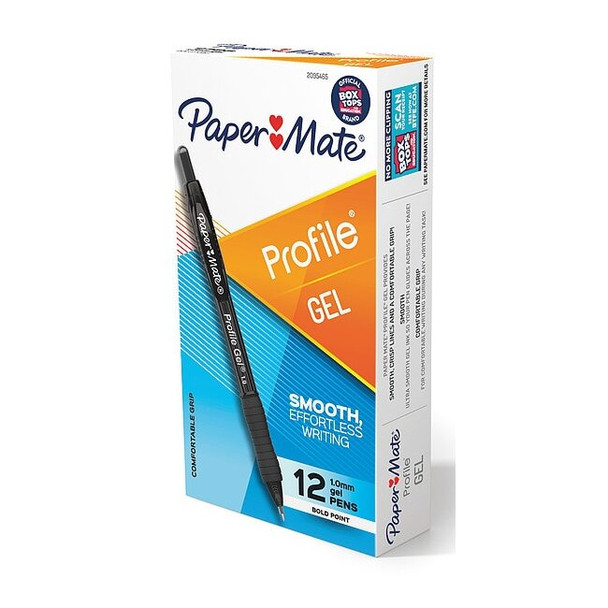 Paper Mate Pen,Black,Non-Erasable,Gel,PK12 2095465