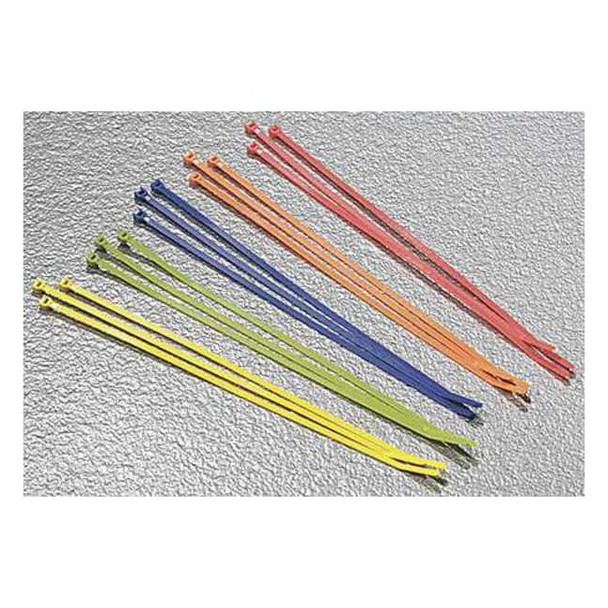 Cable Tie Kit, 8 in L, Assorted Colors, Nylon 6/6, 50 lb Strength, 100 PK