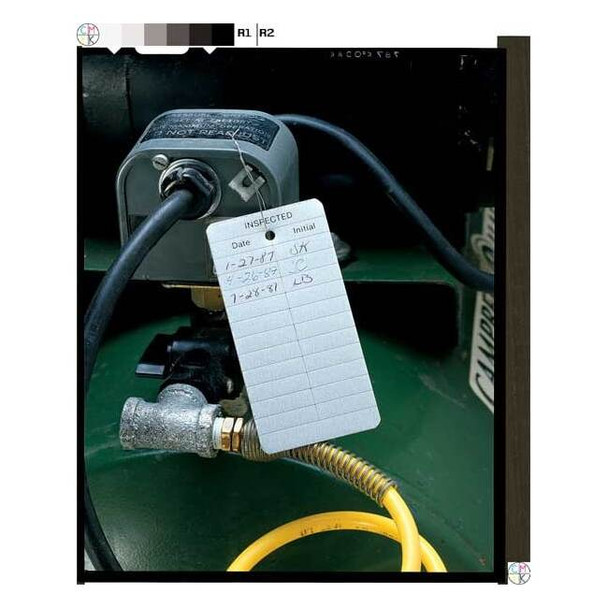 Tag, Inspection, Aluminum, 2 in H x 4 in W, White, Rectangle, 25 PK